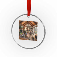 Cat Selfie with Man Funny Cat Dad Crystal Glass Ornament