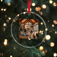 Cat Selfie with Man Funny Cat Dad Crystal Glass Ornament