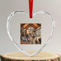 Cat Selfie with Man Funny Cat Dad Heart Crystal Glass Ornament