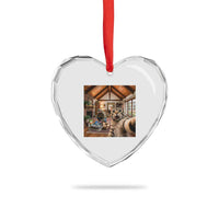 Cat Selfie with Man Funny Cat Dad Heart Crystal Glass Ornament