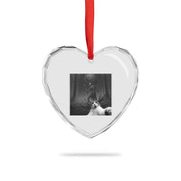 Cat Selfie With Wendigo Heart Crystal Glass Ornament Horror Halloween Funny Cat Gifts