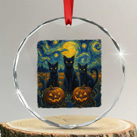 Cat Starry Night Crystal Glass Ornament Funny Cat Lover Gifts Halloween Van Gogh TS10