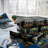 Cat Starry Night Wrapping Paper Roll Funny Cat Lover Gifts Halloween Van Gogh - Wonder Print Shop