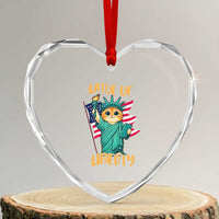 Cat Statue Of Liberty Heart Crystal Glass Ornament Patriotic American Flag - Wonder Print Shop