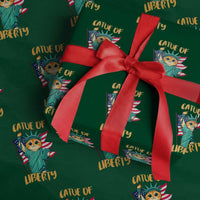 Cat Statue Of Liberty Wrapping Paper Roll Patriotic American Flag - Wonder Print Shop