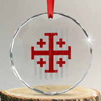 Catholic Crusader Cross Crystal Glass Ornament Knight Templar Patriotic American Flag