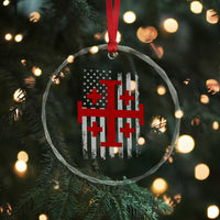 Catholic Crusader Cross Crystal Glass Ornament Knight Templar Patriotic American Flag