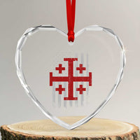 Catholic Crusader Cross Heart Crystal Glass Ornament Knight Templar Patriotic American Flag