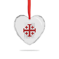 Catholic Crusader Cross Heart Crystal Glass Ornament Knight Templar Patriotic American Flag