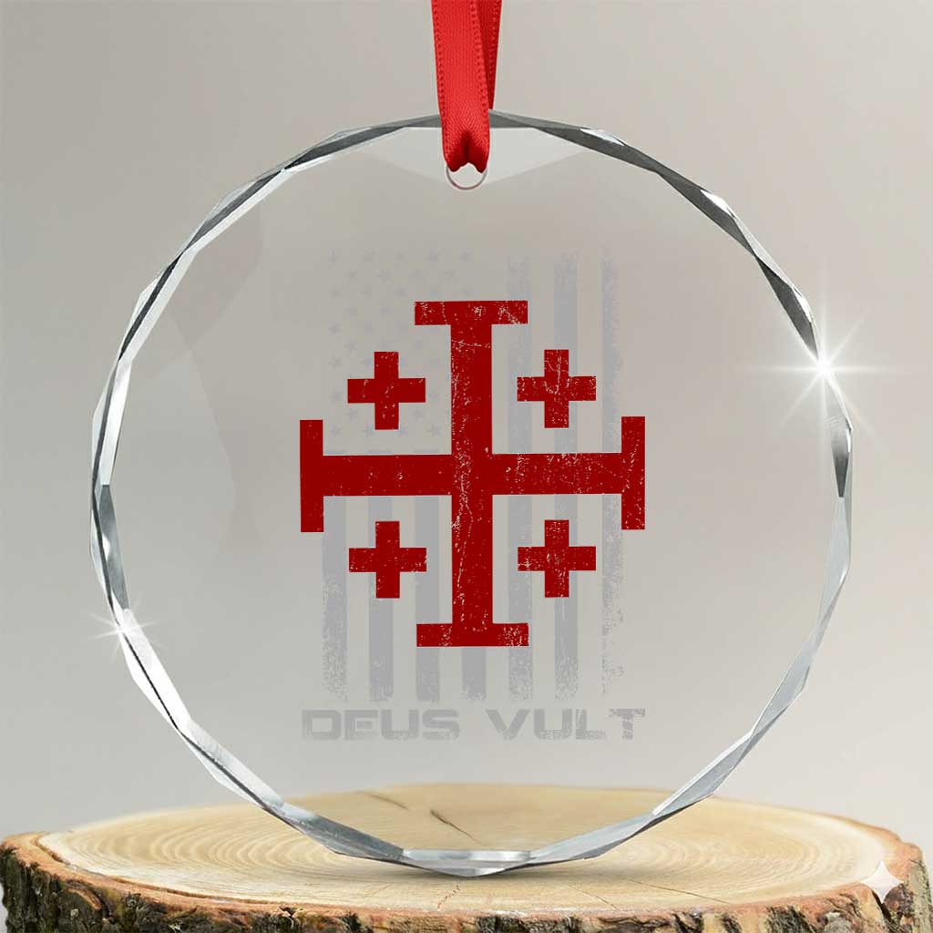 Catholic Knight Templar Crusader Cross Crystal Glass Ornament Knight Templar Patriotic American Flag