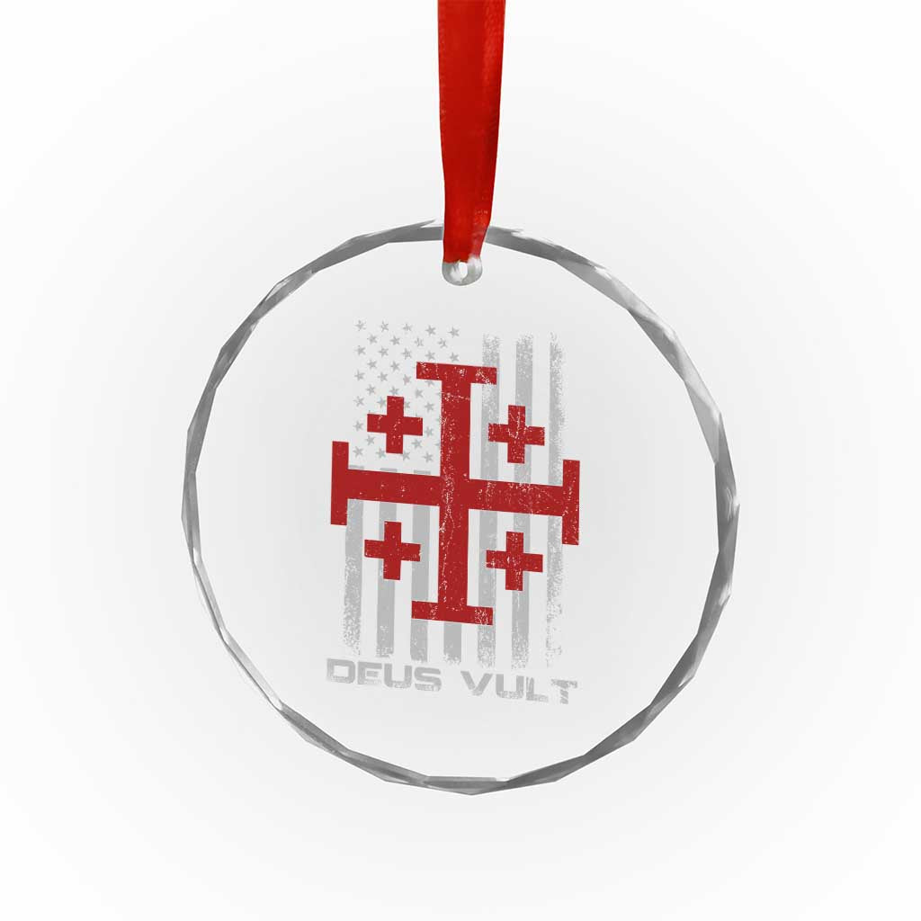 Catholic Knight Templar Crusader Cross Crystal Glass Ornament Knight Templar Patriotic American Flag