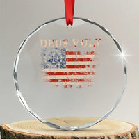 Catholic Knight Templar Crusader Cross Crystal Glass Ornament Vintage American Flag