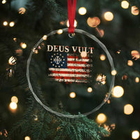 Catholic Knight Templar Crusader Cross Crystal Glass Ornament Vintage American Flag