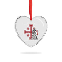 Catholic Knight Templar Crusader Cross Heart Crystal Glass Ornament Kingdom Of Jerusalem
