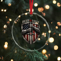 Catholic Knight Templar Crusader Crystal Glass Ornament Rertro Deus Vult American Flag