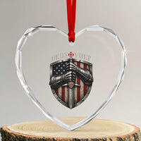 Catholic Knight Templar Crusader Heart Crystal Glass Ornament Rertro Deus Vult American Flag