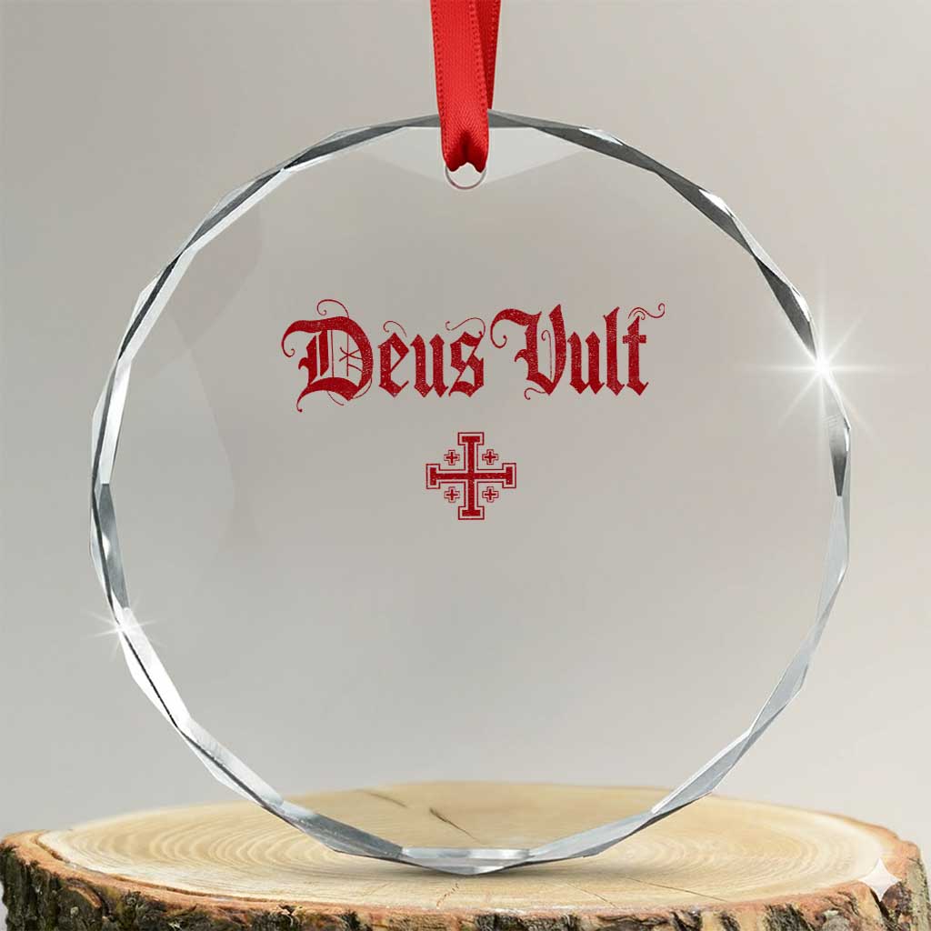 Catholic Knights Templar Cross Crystal Glass Ornament Crusader Deus Vult