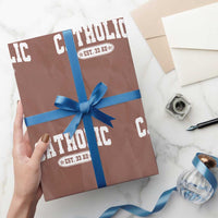 Catholic Since 33 AD Wrapping Paper Roll Vintage Varsity Crucifix Jesus Eucharist Christianity