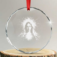 Catholic Virgin Mary Crystal Glass Ornament Vintage Marian Face Christian Our Lady