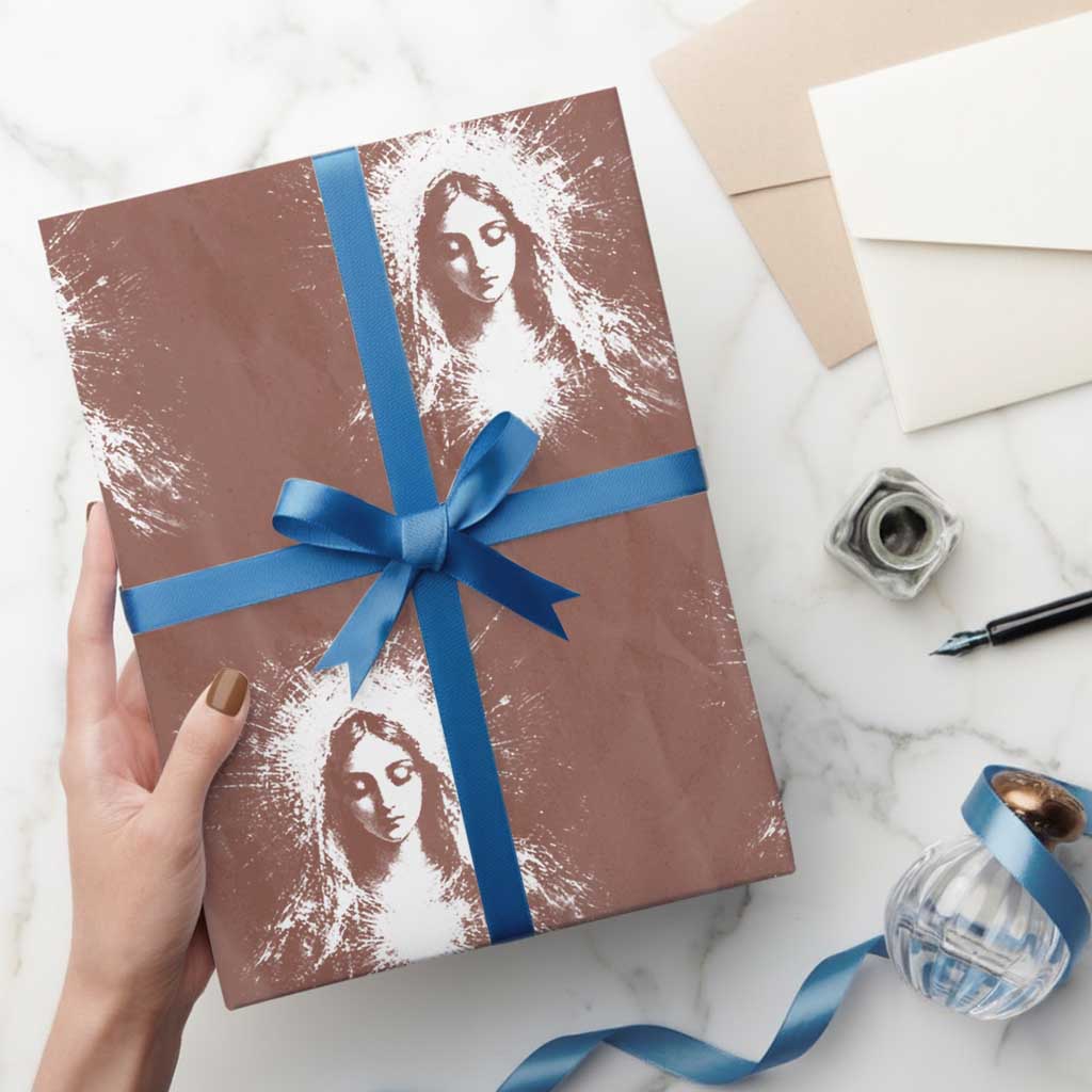 Catholic Virgin Mary Wrapping Paper Roll Vintage Marian Face Christian Our Lady