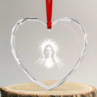 Catholic Virgin Mary Heart Crystal Glass Ornament Vintage Marian Face Christian Our Lady