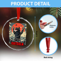 Catzilla Christmas Crystal Glass Ornament Japanese Cat Lover Kitty - Wonder Print Shop