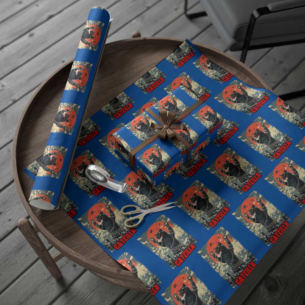 Catzilla Christmas Wrapping Paper Roll Japanese Cat Lover Kitty - Wonder Print Shop