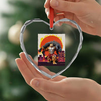 Catzilla Funny Cat Japanese Cityscape Heart Crystal Glass Ornament - Wonder Print Shop
