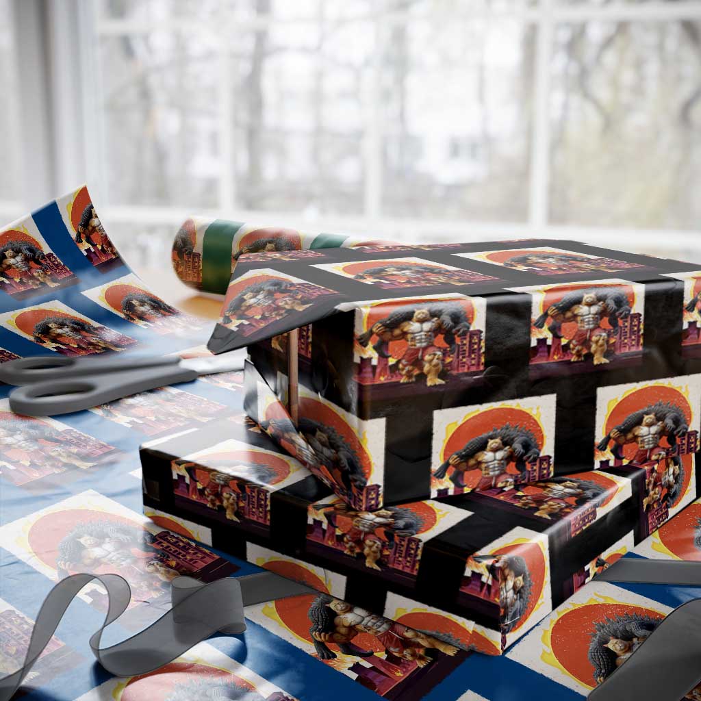 Catzilla Funny Cat Japanese Cityscape Wrapping Paper Roll - Wonder Print Shop