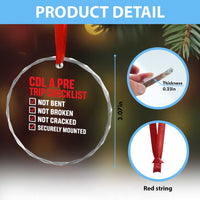 CDL A Pre Trip Checklist Trucker Crystal Glass Ornament Driver Safety Inspection Graphic