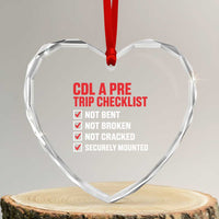 CDL A Pre Trip Checklist Trucker Heart Crystal Glass Ornament Driver Safety Inspection Graphic
