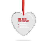 CDL A Pre Trip Checklist Trucker Heart Crystal Glass Ornament Driver Safety Inspection Graphic