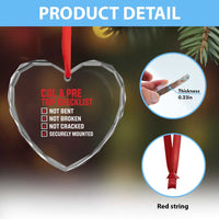 CDL A Pre Trip Checklist Trucker Heart Crystal Glass Ornament Driver Safety Inspection Graphic