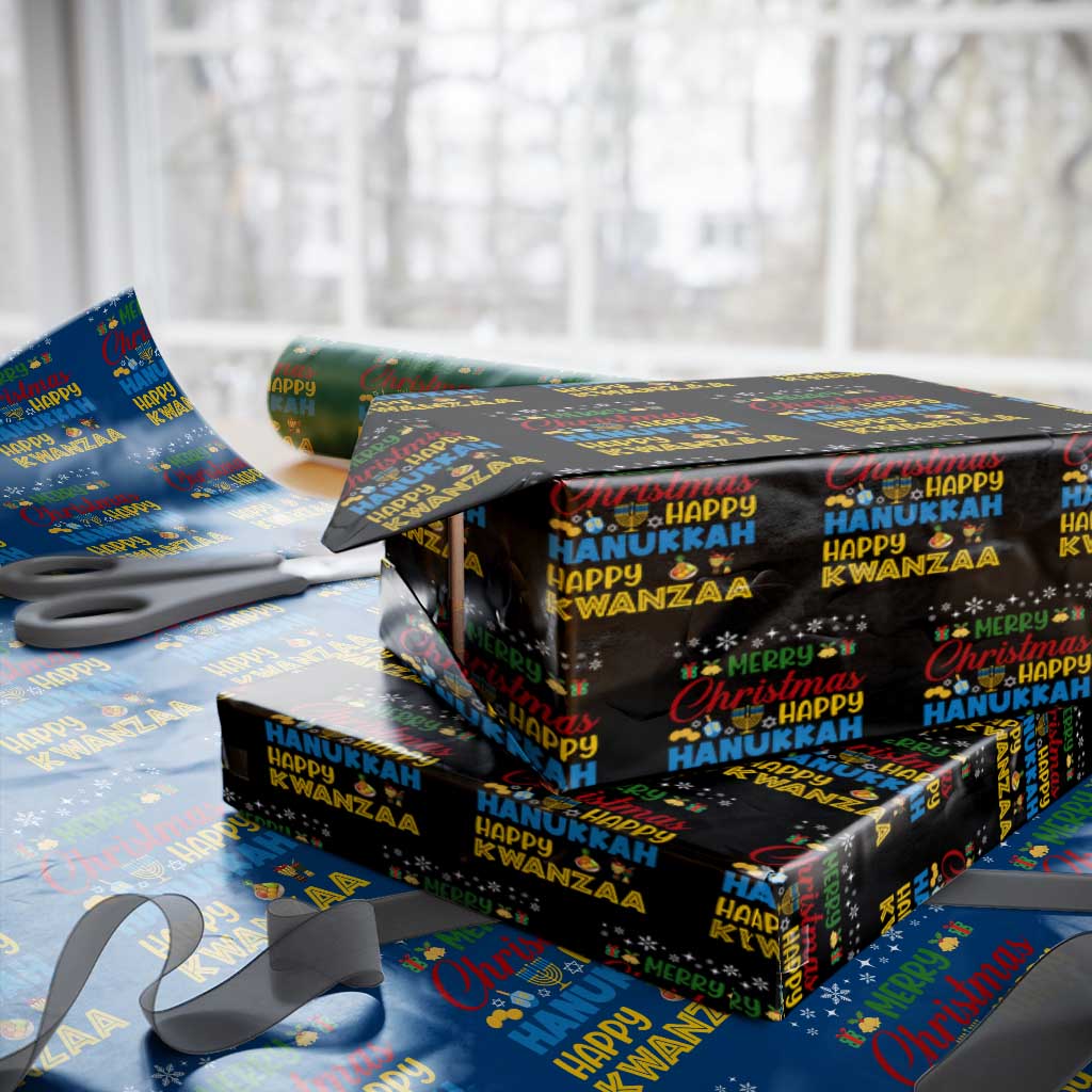 Celebrate All Holidays Merry Christmas Hanukkah Kwanzaa Gift Wrapping Paper Roll - Wonder Print Shop