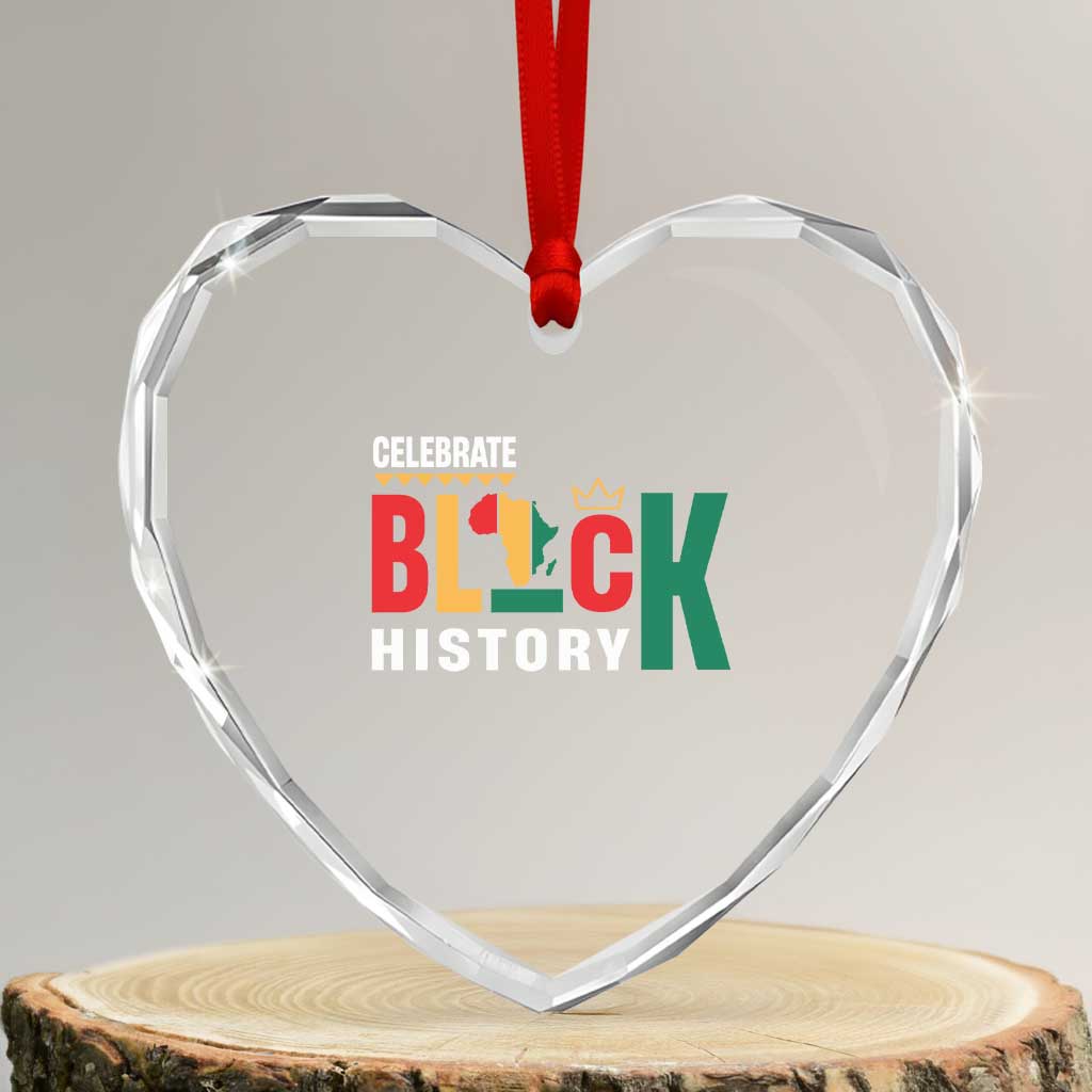 Celebrate Black History Heart Crystal Glass Ornament African American History Africa Map