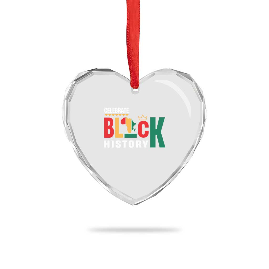 Celebrate Black History Heart Crystal Glass Ornament African American History Africa Map