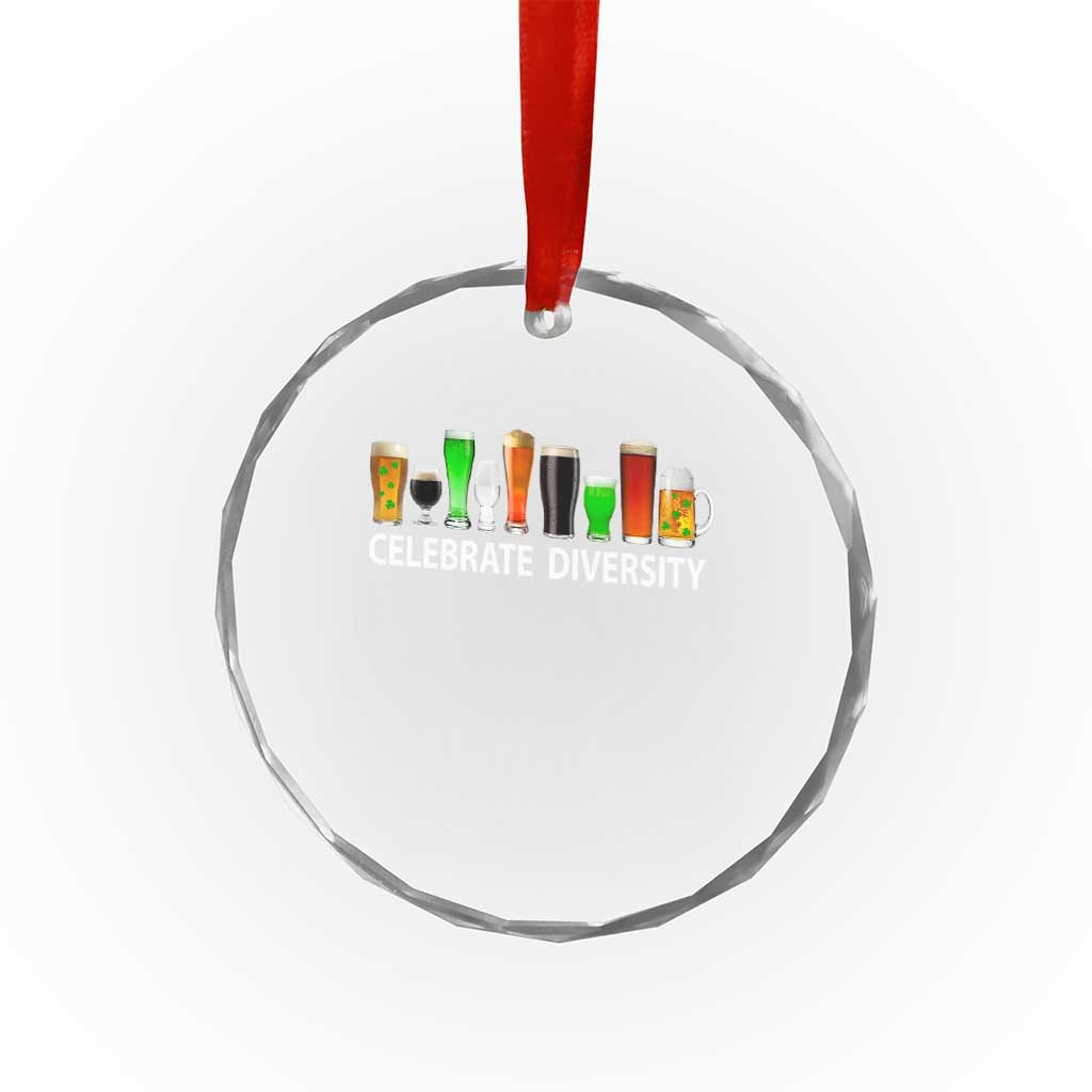Celebrate Diversity St Patricks Day Beer Drinking Crystal Glass Ornament