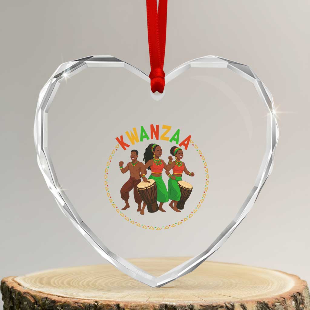 Celebrate Kwanzaa Together African Culture Dance Gift Heart Crystal Glass Ornament - Wonder Print Shop