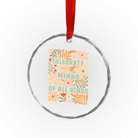 Celebrate Minds Of All Kinds Crystal Glass Ornament Autism Awareness Inspirational Quote Flowers