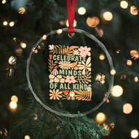 Celebrate Minds Of All Kinds Crystal Glass Ornament Autism Awareness Inspirational Quote Flowers