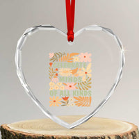 Celebrate Minds Of All Kinds Heart Crystal Glass Ornament Autism Awareness Inspirational Quote Flowers
