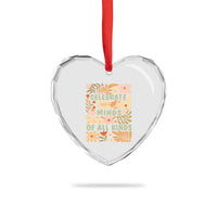 Celebrate Minds Of All Kinds Heart Crystal Glass Ornament Autism Awareness Inspirational Quote Flowers