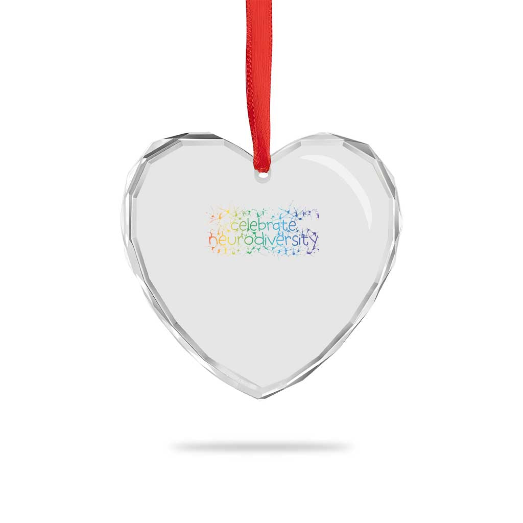 Celebrate Neurodiversity Heart Crystal Glass Ornament Autism Awareness ASD ADHD Mental Health
