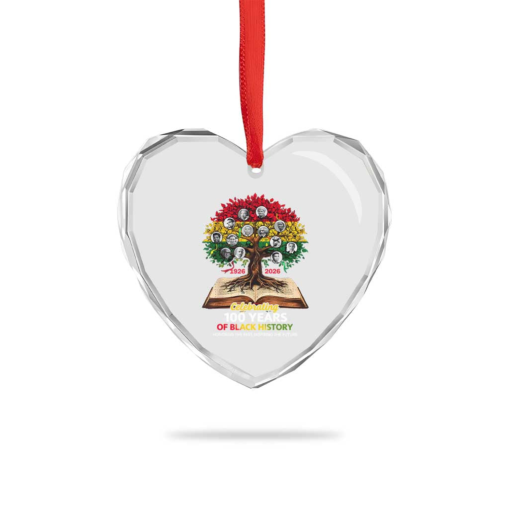 Celebrating 100 Years Of Black History Honoring The Past Inspiring The Future Heart Crystal Glass Ornament Black Leaders