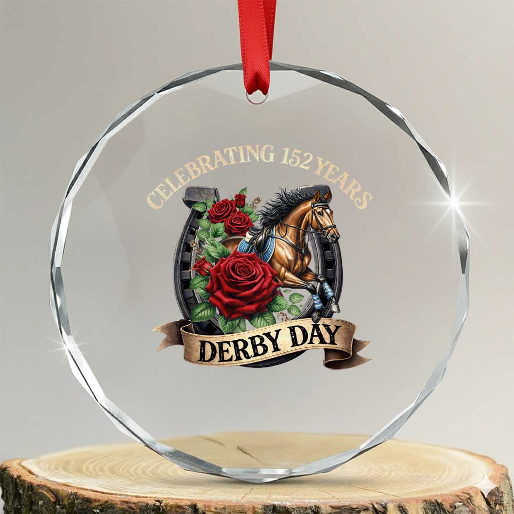 Celebrating 152 Years Derby Day Crystal Glass Ornament Vintage Horse Racing Roses
