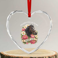 Celebrating 152 Years Derby Day Floral Heart Crystal Glass Ornament Horse Racing Pink Peony White Lily Equestrian 152nd Anniversary