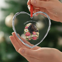 Celebrating 152 Years Derby Day Floral Heart Crystal Glass Ornament Horse Racing Pink Peony White Lily Equestrian 152nd Anniversary