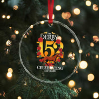 Celebrating 152 Years Horse Racing Anniversary Horseshoe Graphic Crystal Glass Ornament Elegant Run Lucky Charm Floral 152nd Anniversary