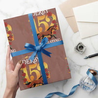 Celebrating 152 Years Horse Racing Anniversary Horseshoe Graphic Wrapping Paper Roll Elegant Run Lucky Charm Floral 152nd Anniversary