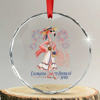 Celebrating 250 Years of American Spirit Flamingo Crystal Glass Ornament Cute Patriotic Tropical Bird Summer Landmarks Fireworks